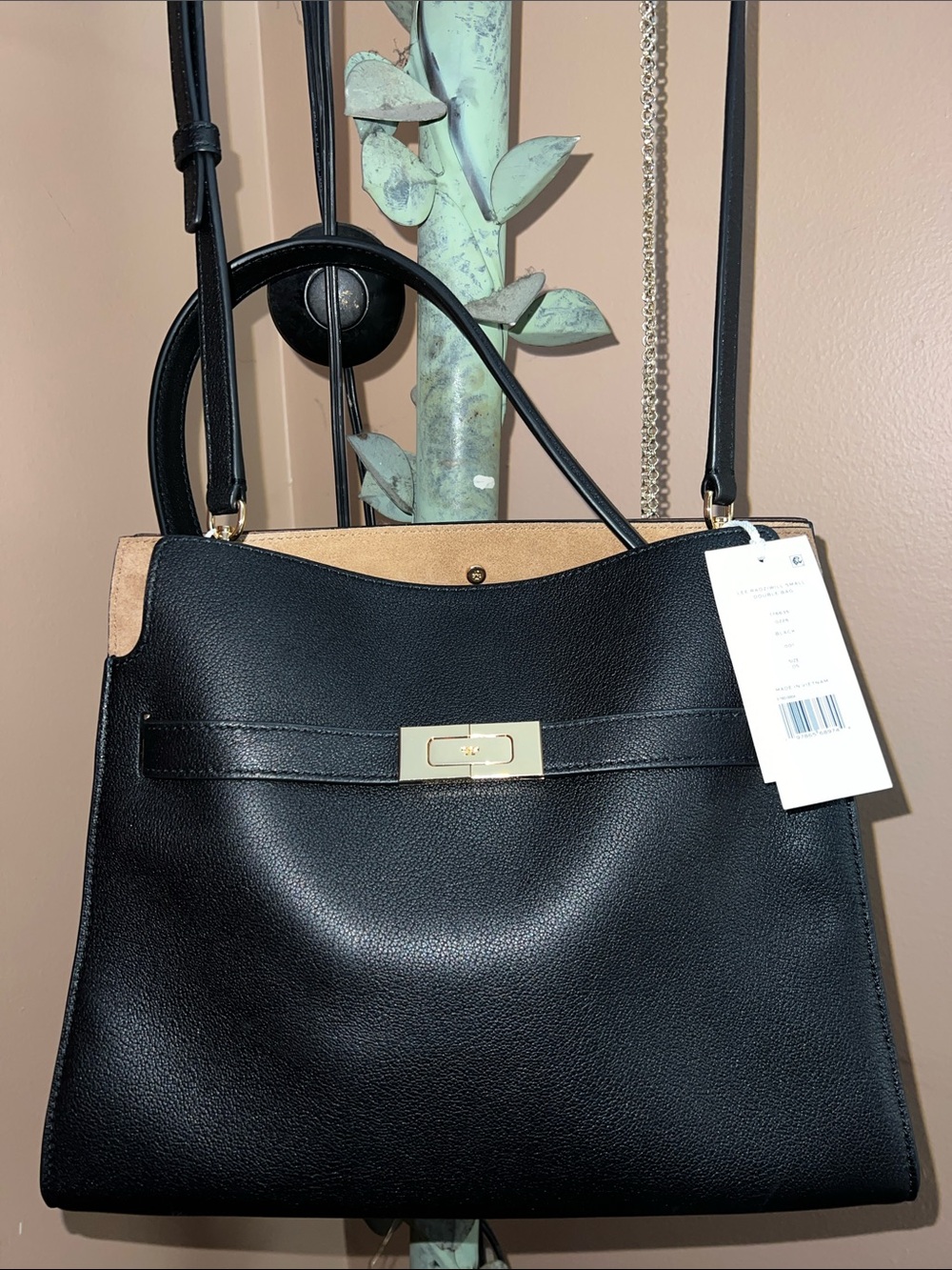 Tory Burch Lee Radziwill small double black leather bag